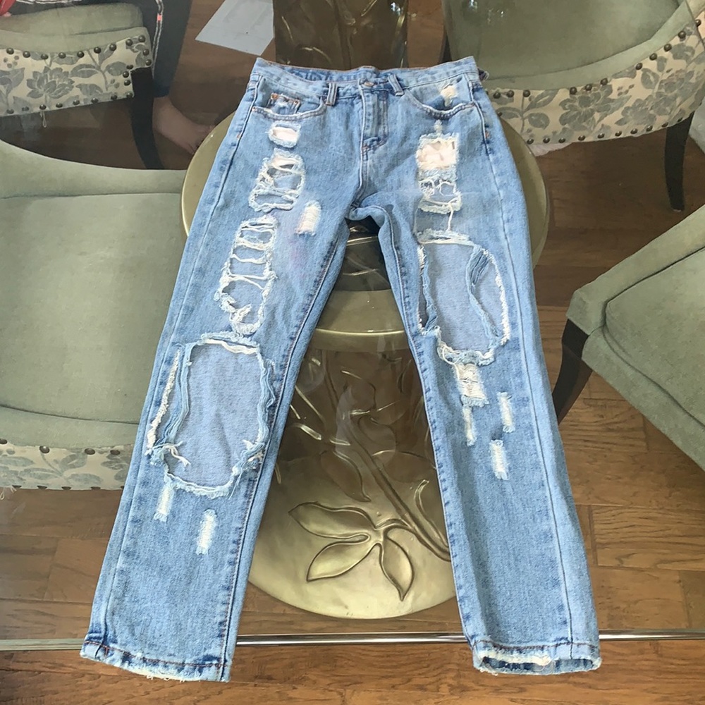YBC Collection Mom Jeans With Rips